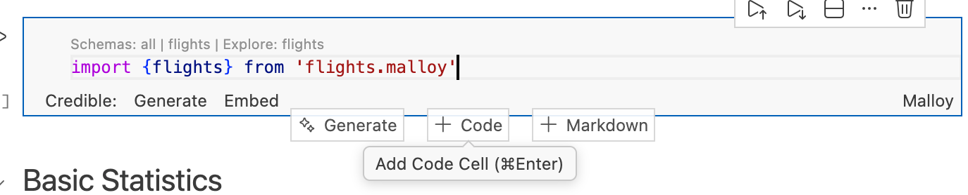 Add cell buttons in VS Code